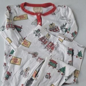 The Beaufort Bonnet Company Red and Green Train Pajama Set